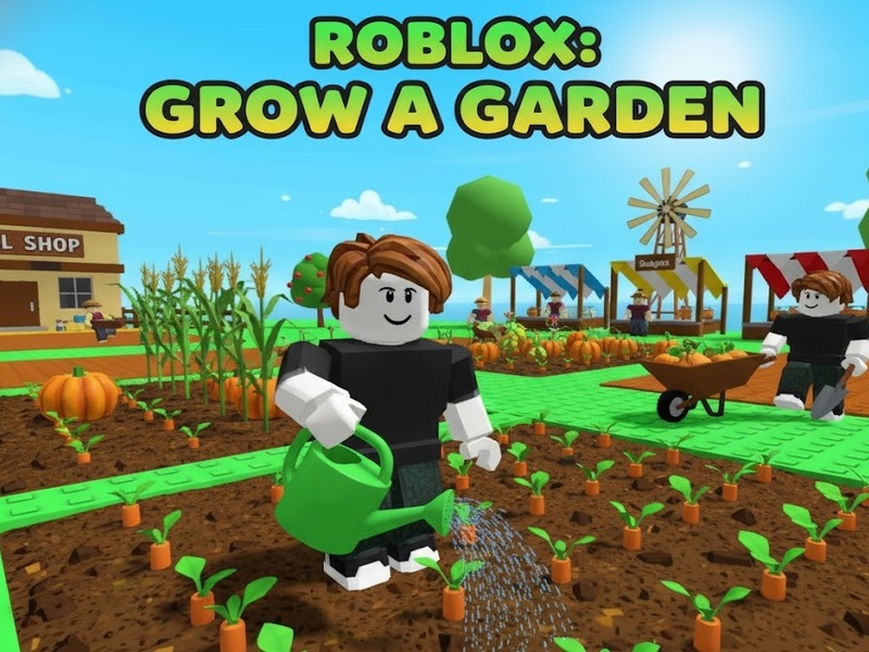 Roblox gardening gameplay with an avatar watering crops, illustrative image for the Grow a Plant code entry
