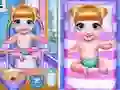 Juego Dulce tiempo de baño para gemelos en línea Juego Dulce tiempo de baño para gemelos en línea