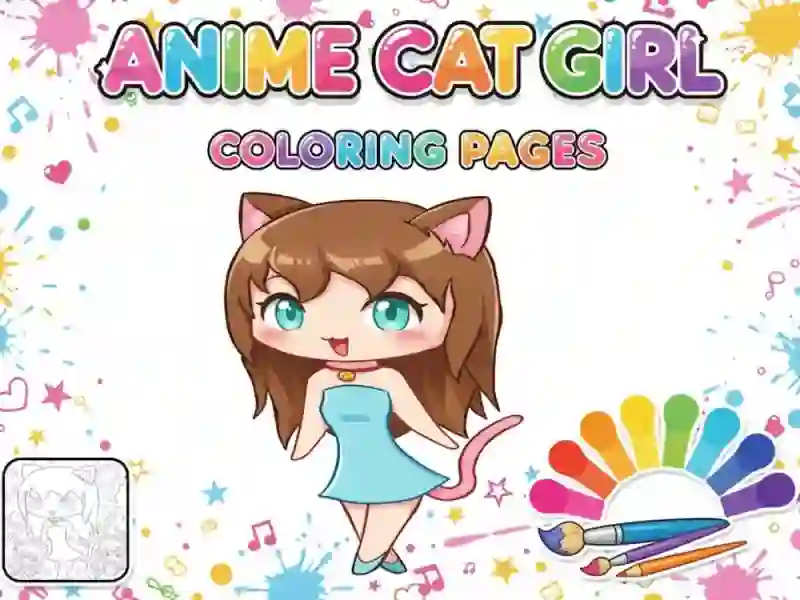 Juego Dibujos para colorear de chica gato anime en línea