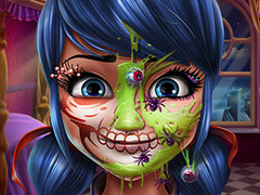 Juego Chica con lunares Maquillaje de Halloween en línea