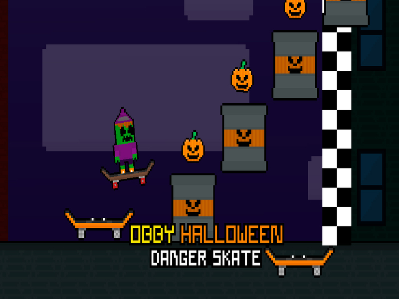 Juego Obby Halloween Danger Skate en línea