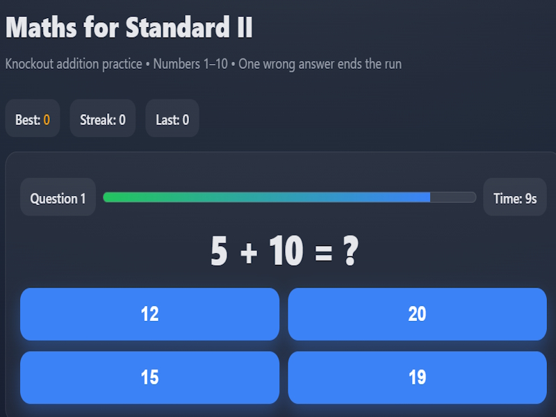 Juego Matemáticas para el estándar II en línea